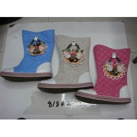 Wholesale Fashion Kids Boots Girls Beautiful Boots Decorated with Cute Handbag Beige Blue Pink