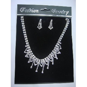 Wholesale Silver Color Diamond Necklace and Earring Set 99pl02