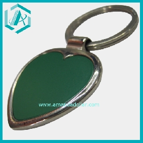 Wholesale Stylish cute nickle plated key ring, green heart shape