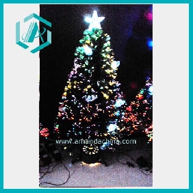 Wholesale New fiber optic artificial colorful lighted Christmas tree with a star on the top