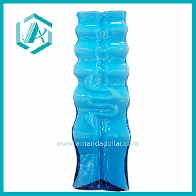 Wholesale Brand new pure blue inter design glass flower vase with speial pattern beautiful vase