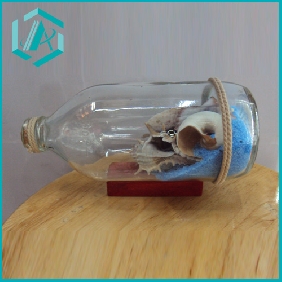 Wholesale Beautiful big blue color sand bottle with shell and craft sand