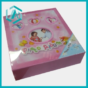 Wholesale A Sweet Pink Photo Album with Three Heart Shaped on Top and Round on Center