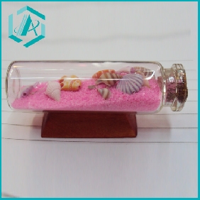 Wholesale Hot sell cheap small cute pink color sand bottles with little shells
