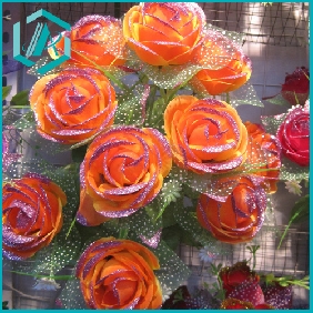 Wholesale Red Artificial Flowers Made of Plastic and Textile Bouqut Crafts
