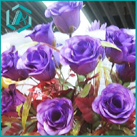 Wholesale 10pcs Artificial Purple Roses Flower Bouquet Made of Plastic and Textile