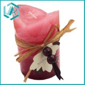 Wholesale beautiful pillar pink craft candle