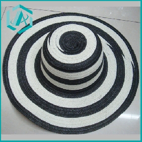 Wholesale black&white thick lines fashion style lady's paper straw hat