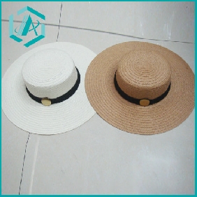 Wholesale two color classical style paper straw hat with nail tie around