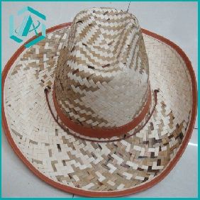 Wholesale pure hand-made classical style cowboy straw hat  with weave line