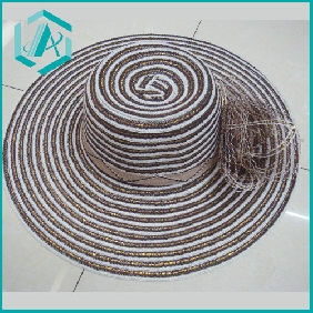 Wholesale lady's fashion style with color lines around sunbonnet straw hat