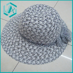 Wholesale lady's grey cotton yarn fasionable design straw hat