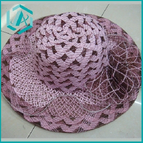 Wholesale lady's purplish red fashionable design paper straw hat
