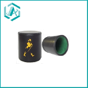 Wholesale Black Leather dice cup 83*95mm with a logo in the middle
