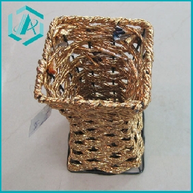 Wholesale Cheap dollar items gold paper string twined iron flower baskets