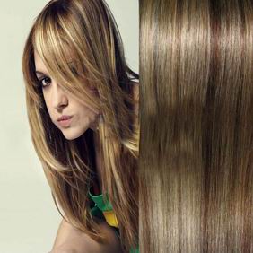 Wholesale Silky straight wave natural clip in human hair extension medium brown remy hair