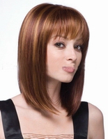 Wholesale synthetic hair wig silky straight wave middle length Chinese hair