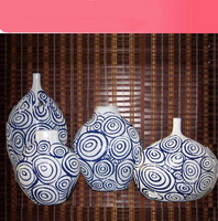 Wholesale blue and white roll antique style best quality Ceramic Vaset