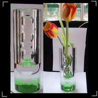 Wholesale fashion green bottom crystal glass vase for Installed flower