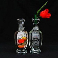 Wholesale Inside painted Decanter crystal thin neck transparent glass vase