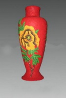 Wholesale Polymer clay red body peony hand-painted pattern Pigmented vase