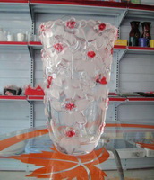 Wholesale Floral pattern carving beautiful crystal large mouth big vase