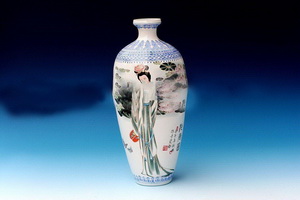 Wholesale Beauty scenery hand-painted Chinese style  white backround ceremic vase
