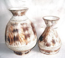 Wholesale Round wooden African style painted home decorative vase