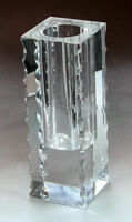 Wholesale Rectangular block crystal transparent glass home decoration round mouth vase