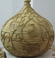 Wholesale Wood carving beige color large belly and small mouth home decoration vase