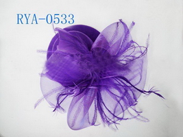 Wholesale new arrival purple feather made sexy hair ornaments/hair wear/hair band/mini hat for women