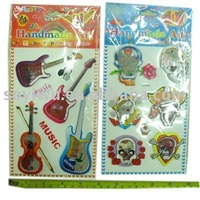 Wholesale cute desgin multicolors Novelty guitar Sticker for home decoration