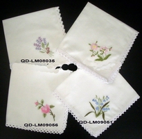 Wholesale Ladies' white embroidered handkerchiefs cheap promotional pocket handkerchief