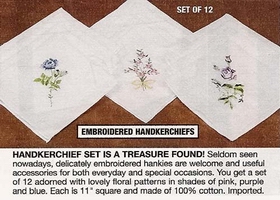 Wholesale 100% cotton white embroidered handkerchiefs suitable as promotional gift