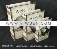 Wholesale leather antique book box (set of 3)