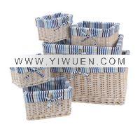 Wholesale White 6pcs Wicker Storage Basket