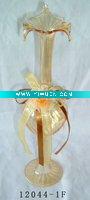 Wholesale mouth blown glass vase, with fabric flower on the body of vase