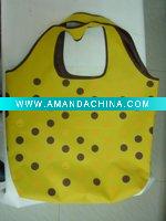 orange check 300d.pu fashion shopping bag