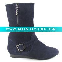 Wholesale XL0918-11-9C VELONY Ladies Half Boot Suede Boot in dark blue color