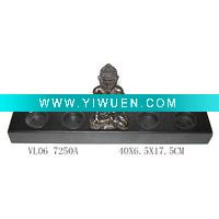 Buddha with 4 T-Light Holder on Wooden Stand