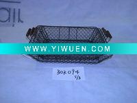 Wholesale rectangular wire gift basket with wooden handle 30K094