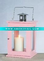 Wholesale Pink wood lantern