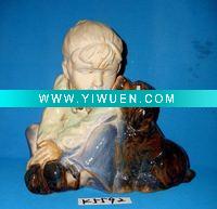 Wholesale closeout ceramic girl with dog