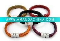 Wholesale Braided manly leather bracelet