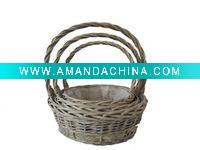 Wholesale 3pcs Wicker Garden Basket With Plastic Liner