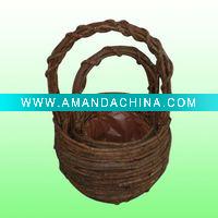 Wholesale wicker garden baskets with plastic liner
