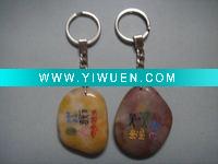 Wholesale Engraved stone key ring / carved stone mobile phone ring with picture image