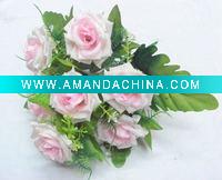 Wholesale 10 heads turned edge rose artificial flower