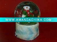 Wholesale crystal music box w/santa&snow&light for christmas gift, home decoration