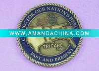 Wholesale custom brass coin/antique bronze coin badge